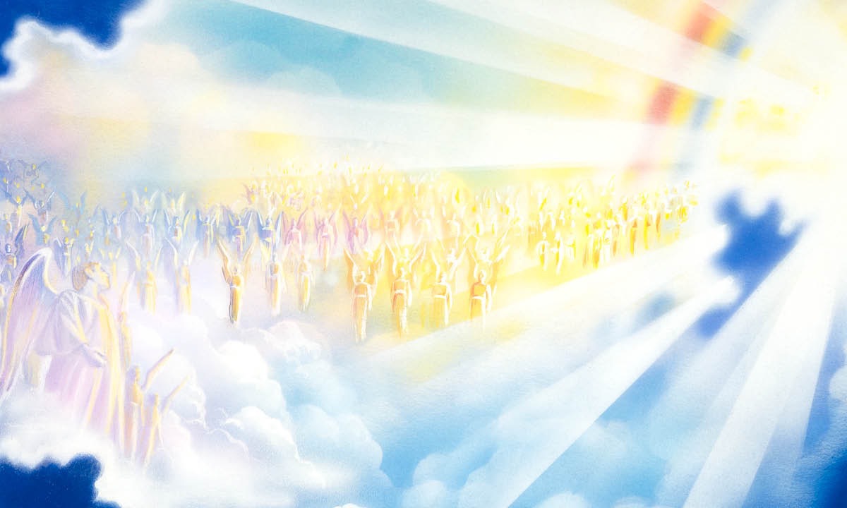 IMAGE 6 PICTURE DESCRIPTION: Spirit creatures in front of Jehovah’s throne CAPTION: The great Spirit, Jehovah, created millions of spirit persons