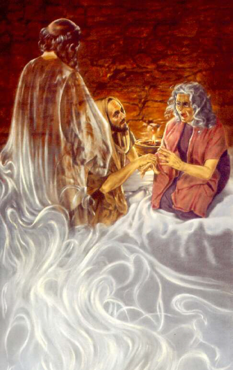IMAGE 14 PICTURE DESCRIPTION: When Saul visits the spirit medium in Endor, a demon pretends to be Samuel CAPTION: The demons actually pretend to be spirits of the dead
