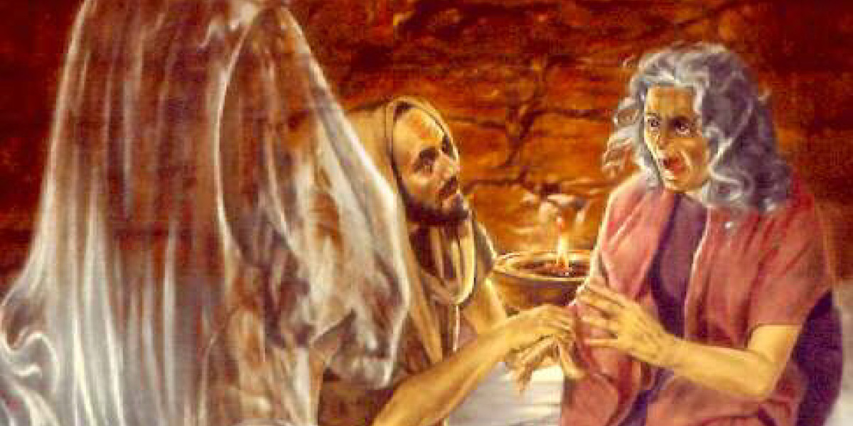 IMAGE 1 PICTURE DESCRIPTION: When Saul visits the spirit medium in Endor, a demon pretends to be Samuel