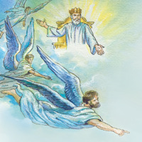 Yesus Kristus sebagai Raja dari Kerajaan Allah, dan para malaikat membimbing pekerjaan pengabaran
