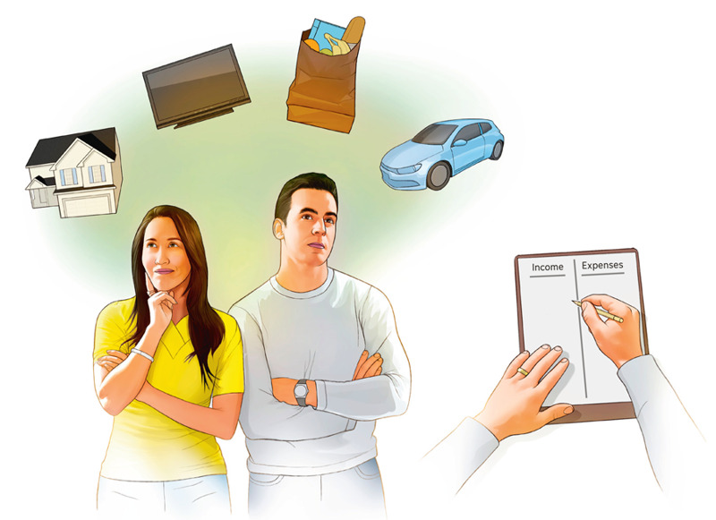 IMAGE 11 PICTURE DESCRIPTION: A couple contemplate their major expenses