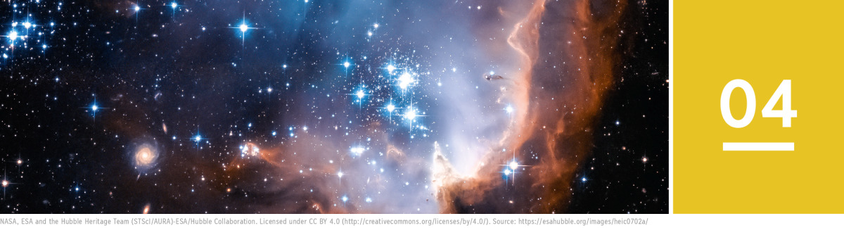 Image 1: A telescopic view of the night sky with brilliant stars and galaxies.