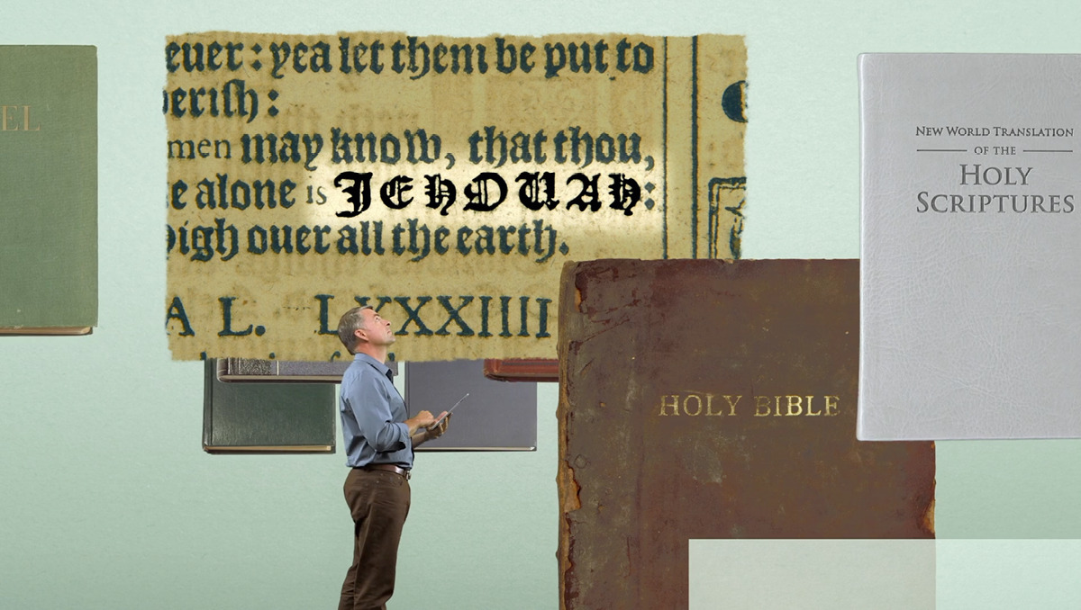 Image 3: A scene from the video ‘Does God Have a Name?—Excerpt.’ A man examines God’s name, Jehovah, at Psalm 83:18 in the ‘King James Version’ of 1611.