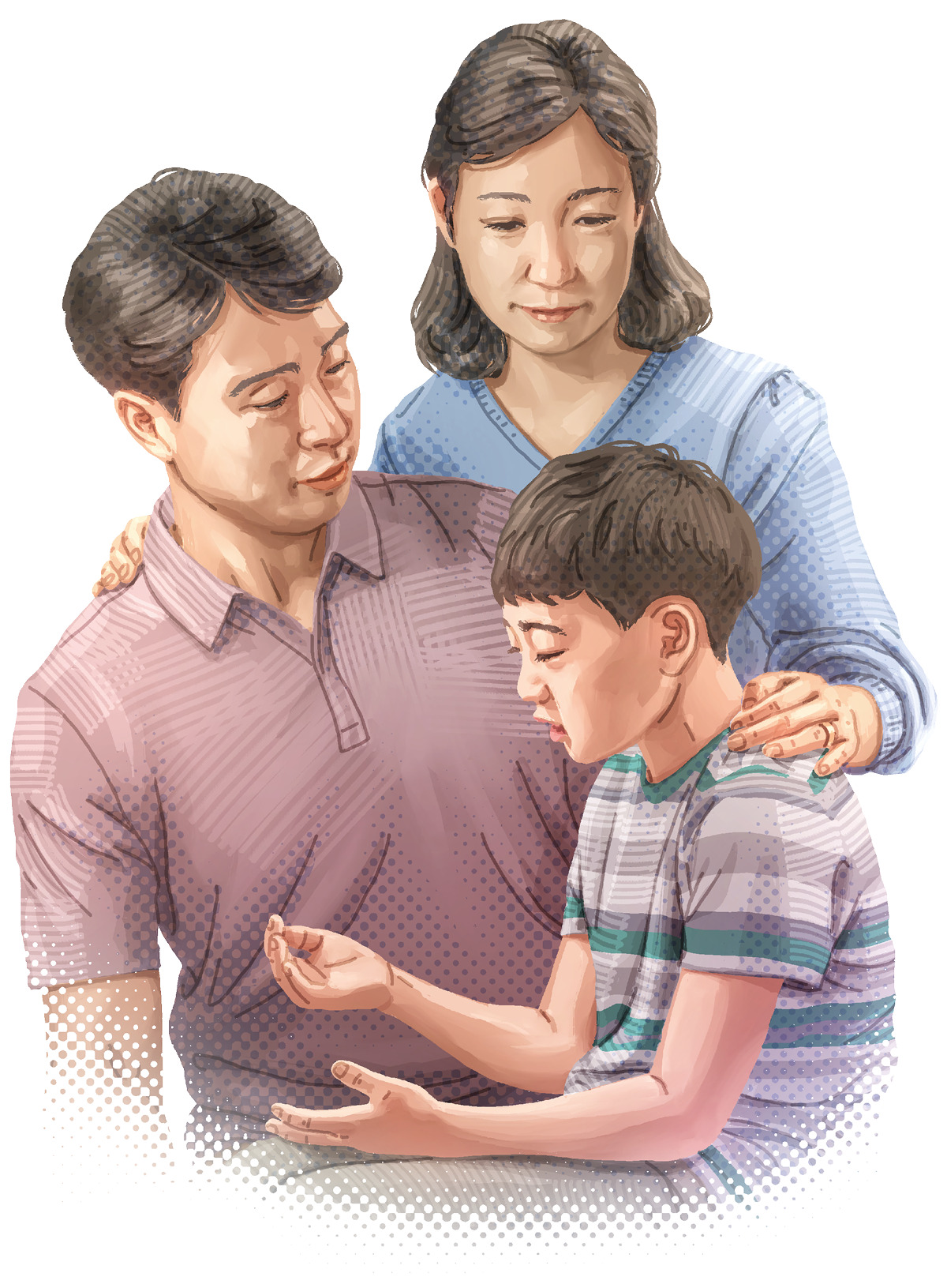 Image 3: A boy speaking to his parents. CAPTION: A good father wants his child to speak to him from the heart. Likewise, Jehovah wants us to pray to him from our heart