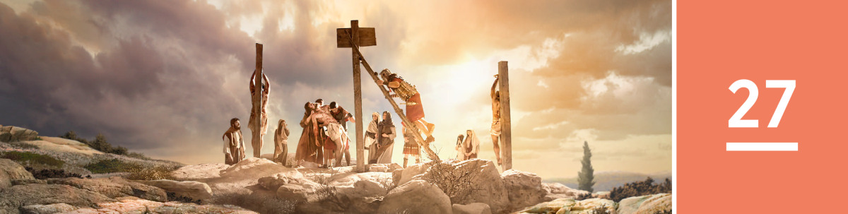 Image 1: Jesus’ body is taken down from the stake.