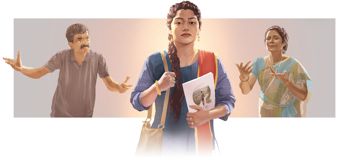 Image 2: A woman heading to her Bible study despite opposition from her parents.