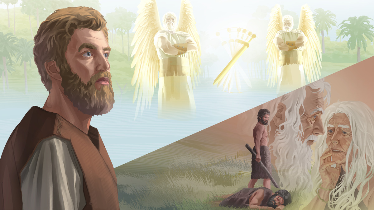 Conjunto de imagens: Enoque meditando em coisas que aconteceram no início da história humana