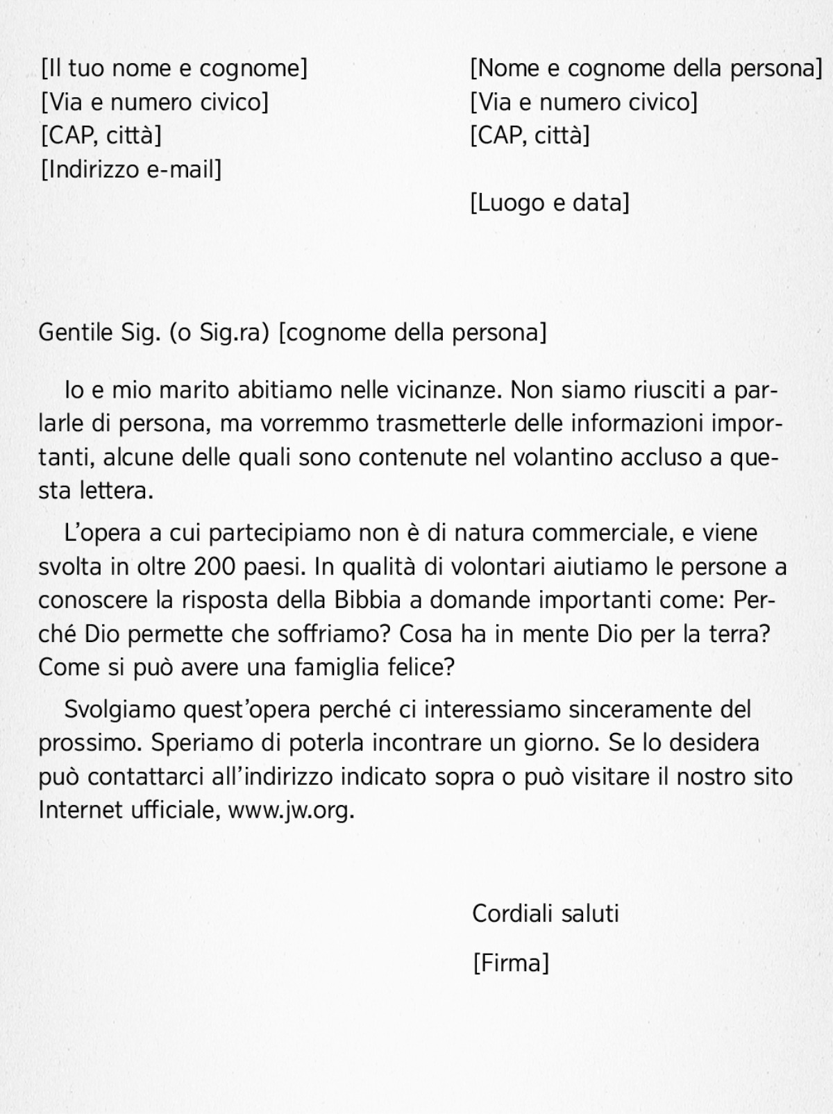 Scrivere Un Formato Di Lettera