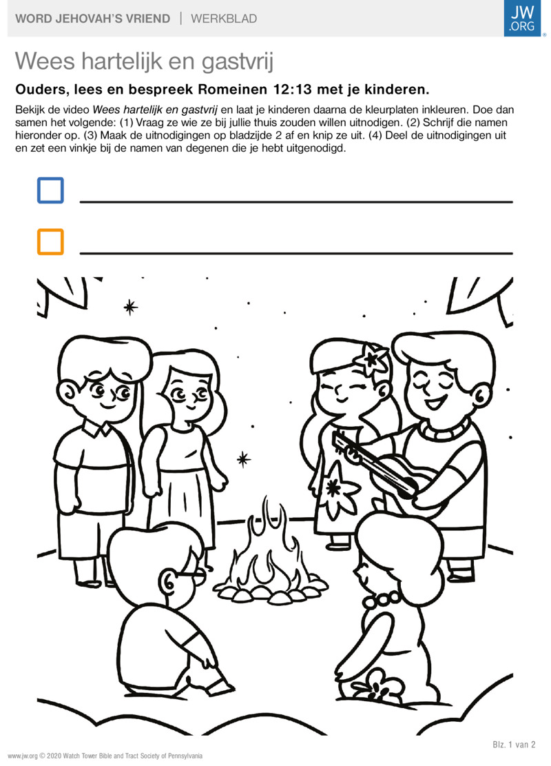 Wees hartelijk en gastvrij | JW.ORG Werkbladen voor kinderen, image size:800x1111