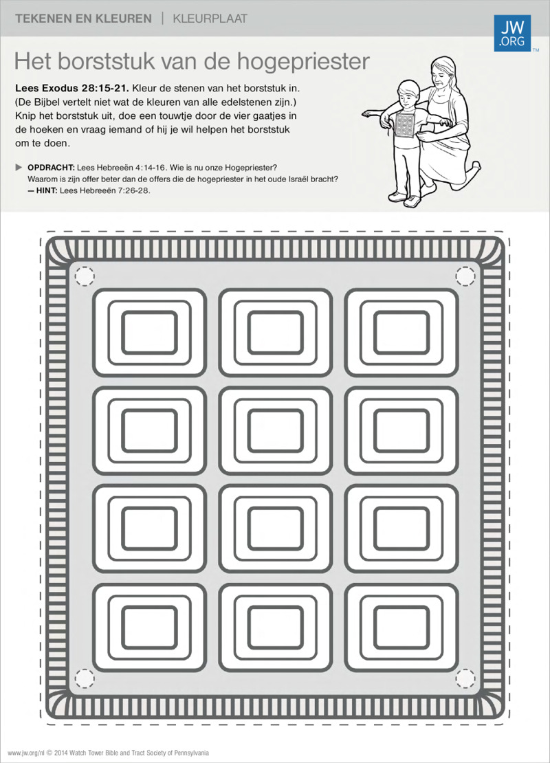 Het borststuk van de hogepriester | Tekenen en kleuren, image size:800x1110