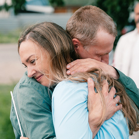 Aleksandr reunited with his wife, Yelena, outside the prison